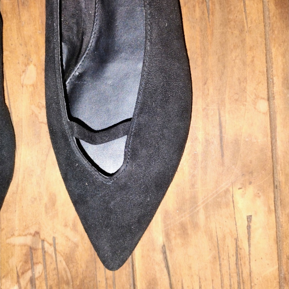 Nwob Express Black Suede Slingback Pointed Toe Fl… - image 2